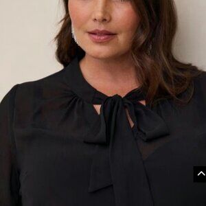 NWT black blouse with bow‎ tie